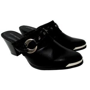 Covington Women's Black High Heel Slip On Mules Clogs Size 6.5M